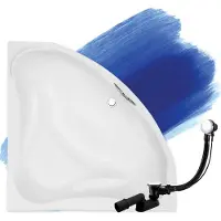 Badland Eckbadewanne Badewanne Ewa 134x134 mit Ablaufgarnitur und Füßen GRATIS ohne Verkleidung