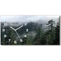 Tulup Wanduhr aus Glas – 60x30 cm - Glasbild - Glasuhr - Gehärtetes Glas - weisse-zeiger - Waldnebel