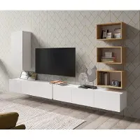 Lomadox Wohnwand in weiß Hochglanz mit Artisan Eiche Nb. CAIRNS-132, B/H/T ca. 300/200/43 cm