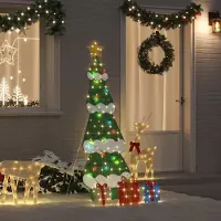 vidaXL "Schlussverkauf" Beleuchteter Weihnachtsbaum - Tannenbaum - Kunstbaum moderne - mit 3 Geschenkboxen 2D Warm Weiß C13056