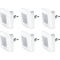 Ledvance 6 x LED Nachtlicht Steckdose Lunetta Hall Weiß 0,2W warmweiß 3000K Tag-Nacht-Sensor