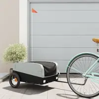 vidaXL Möbel Fahrradanhänger Schwarz und Grau 30 kg Eisen - Fahrradanhänger &45369