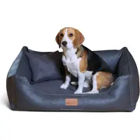 Tierlando MADDOX VIP Orthopädisches Hundebett VISCO Velours Kunstleder S - XXL - Größe: 100x75cm | Farbe: 02 Graphit