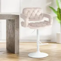 CLP Barhocker Dublin Samt weiß creme