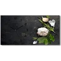 Tulup Wanduhr aus Glas – 60x30 cm - Glasbild - Glasuhr - Gehärtetes Glas - schwarze-zeiger - Knoblauch