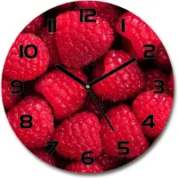 Tulup Wanduhr aus Glas 30fi Glasbild Glasuhr Gehärtetes Glas - schwarze-zeiger - Raspberries