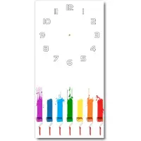 Tulup Wanduhr aus Glas – 30x60 cm - Glasbild - Glasuhr - Gehärtetes Glas -Farbwalzen