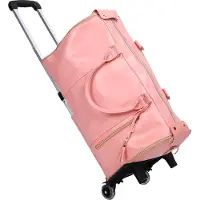 Lixada Reisetasche große Kapazität weiches Leder Griff wasserdicht Kleidung Aufbewahrungstasche mit abnehmbarem Griff 40L Rosy