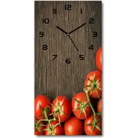 Tulup Wanduhr aus Glas – 30x60 cm - Glasbild - Glasuhr - Gehärtetes Glas -Tomaten