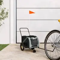 vidaXL "im Angebot" Fahrradanhänger Hunde - Stoff-Haustierfahrradanhänger - Grau und Schwarz Oxford-Gewebe und Eisen - Hundebetten CC25200