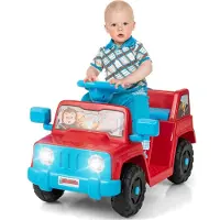 Goplus Elektroauto, Kinderauto elektrisch mit Lenkrad, Sound, EIN-Knopf-Start, Stauraum & LED-Licht, Kinderfahrzeug für Kinder ab 18 Monaten (Rot)