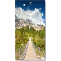 Tulup Wanduhr aus Glas – 30x60 cm - Glasbild - Glasuhr - Gehärtetes Glas -Hängebrücke