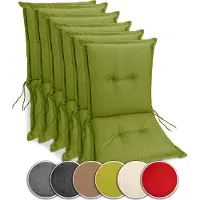 Sunnypillow 6 Stück Gartenstuhlauflagen Niedriglehner 100 x 50 x 9 cm Auflage Polsterauflagen Indoor / Outdoor Stuhlauflage Stuhlkissen Grün