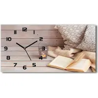 Tulup Wanduhr aus Glas – 60x30 cm - Glasbild - Glasuhr - Gehärtetes Glas - schwarze-zeiger - Entspannen Sie sich in dem Buch