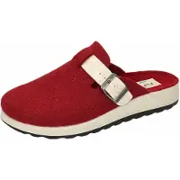 Fly Flot Damen Pantoffel Hausschuh mit Schnalle Filz 320127, Größe:39 EU, Farbe:Rot