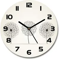 Tulup Wanduhr aus Glas 30fi Glasbild Glasuhr Gehärtetes Glas - schwarze-zeiger - dandelions