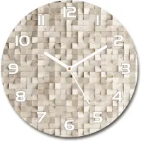 Tulup Wanduhr aus Glas 30fi Glasbild Glasuhr Gehärtetes Glas - weisse-zeiger - Wooden cubes
