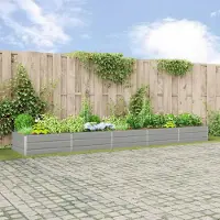 vidaXL "Schlussverkauf" Pflanzkübel im Garten - 1 pc - Blumenbeet/Gartenbeet - Hellgrau 195x100x45 cm Verzinkter Stahl C13542