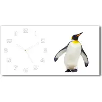 Tulup Wanduhr aus Glas – 60x30 cm - Glasbild - Glasuhr - Gehärtetes Glas - weisse-zeiger - Pinguin