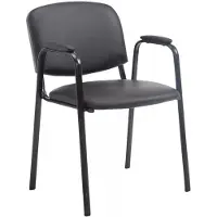 In And OutdoorMatch Besucherstuhl - Esszimmerstuhl - Elfenbein - Schwarzes Kunstleder - schwarzer Rahmen - bequem - modernes Design - 1er-Set - Sitzhöhe 47 cm - Deluxe