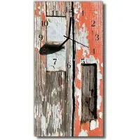 Tulup Glasuhr Wanduhr Küchenuhr Echt-Glas 30x60 Holztür Mehrfarbig
