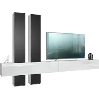 Vladon Wohnwand Moja, Germany, - Weiß matt & Weiß/Schwarz matt - Moderne Anbauwand für Ihr Wohnzimmer (BxHxT) 330 x 204 x 39 cm