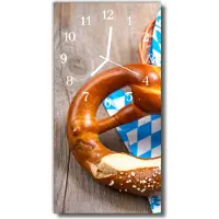 Tulup Glasuhr Wanduhr Küchenuhr Echt-Glas 30x60 Brezel Mehrfarbig