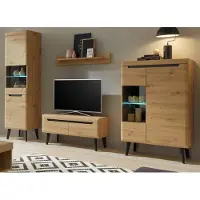 Furn.Design Wohnwand Ronson in Artisan Eiche und schwarz Wohnkombination skandinavisch 290cm