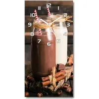 Tulup Wanduhr aus Glas – 30x60 cm - Glasbild - Glasuhr - Gehärtetes Glas -Milchshakes