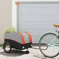 vidaXL "im " Fahrradanhänger für Haustiere - mit Wetterfester Bezug - Schwarz und Orange 45 kg Eisen - Fahrradanhänger CC25228