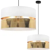 Light11 HOME Asti Duo Hängelampe Schwarz 1 Flach Weissgold Lampenschirm Ts 40Cm