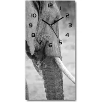 Tulup Wanduhr aus Glas – 30x60 cm - Glasbild - Glasuhr - Gehärtetes Glas -Elefant