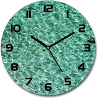 Tulup Wanduhr aus Glas 30fi Glasbild Glasuhr Gehärtetes Glas - schwarze-zeiger - Transparent water