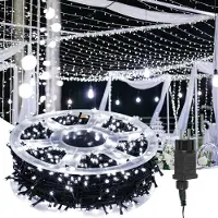 Eikuavons 20M LED Lichterkette 200LEDs 8 Modi mit Memory Funktion, Weihnachten Party Garten Bedienung Funkelnder Sterneffekt Deko Kaltweiß