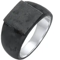KUZZOI Ring Siegelring Herren Rechteckig Glanz 925 Silber Kuzzoi Schwarz