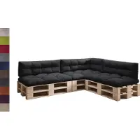 Sunnypillow Palettenkissen für Palettenmöbel - 7er Set - Palettenauflage 120 x 80 für Palettensofa - Palettenpolster für Garten, Gesteppte Kissen für Europaletten - Sitzkissen & Rückenkissen Schwarz