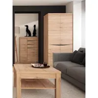 Lomadox Wohnmöbel Set Schränke und Couchtisch 75x75 cm SANFORD-129 in Eiche hell Nb.