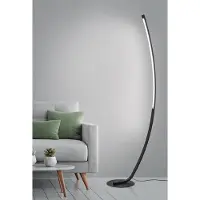 Trango 1525A Stufenlos dimmbar Stehlampe in Anthrazit-Optikt 15 Watt – 1300 Lumen – 3000K warmweiß LED Modul Serie *ARC* Höhe: 150cm Standlampe - Wohnzimmer Leuchte mit weißes satiniertes Lampenschirm
