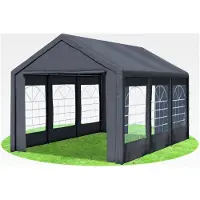 Markenlos Partyzelt 3x5 Classic Premium PVC 400 g/m² wasserdicht mit Seitenwänden Gartenzelt Grau