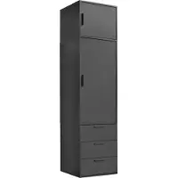 Mokebo® Kleiderschrank 234cm Höhe in Schwarz 1-türig & 3 Schubladen 'Der Grenzenlose', deckenhoher Schlafzimmerschrank, Garderobenschrank, Drehtürenschrank o. Schrank Holz in 60x234x58 (BxHxT)