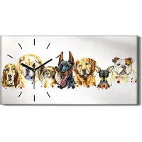Coloray Küche Wohnzimmer Wand Leinwand Uhr Geräuschlos 60x30 Malen von Tieren Hunde - schwarze Hände