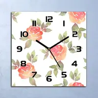 Coloray Wanduhr Echt-Glas-Küchenuhr Vintage Roses Blumen Quarz 30x30 Deko Bilder