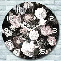 Coloray Wanduhr aus Glas Rund fi 30 Vintage Blumen Quarz Deko Schlafzimmer Büro