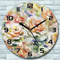 Coloray Wanduhr aus Glas Rund fi 30 Rosen Floral Garten Quarz Deko Schlafzimmer Büro