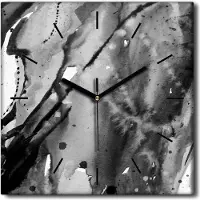 Coloray Uhr auf Leinwand 30x30 cm Wand Uhr Dekoration Wohnzimmer Segeltuch schwarze Hände -Abstraktion Aquarell