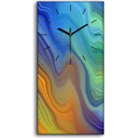 Coloray Wanduhr Uhr Wandbild Leinwand Geräuschlos 30x60 Malerei Abstrakte Kunst Bunt - schwarze Hände