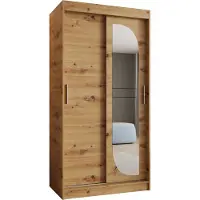 MEBLE KRYSPOL LUCY 100 Schlafzimmerschrank mit zwei Schiebetüren – moderner Aufbewahrungsschrank mit Kleiderstange und Regalen – 100x200x62cm - Artisan