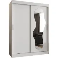 MEBLE KRYSPOL ULTRA 150 Kleiderschrank mit zwei Schiebetüren für Schlafzimmer – moderner Aufbewahrungsschrank mit Kleiderstange und Regalen – 150x200x62cm - Mattweiß