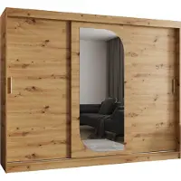 MEBLE KRYSPOL LUCY 250 Kleiderschrank mit drei Schiebetüren für Schlafzimmer – moderner Aufbewahrungsschrank mit Kleiderstange und Regalen – 250x200x62cm - Artisan