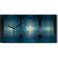 Coloray Dekor Leinwand Uhr Wandbilder Geräuschlos 60x30 Grabmal in drei Teilen - schwarze Hände